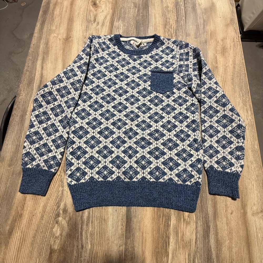 Cabincore L.O.G.G. H&M Sweater Blue Diamond Knit Geometric Retro Kids 10-12Y